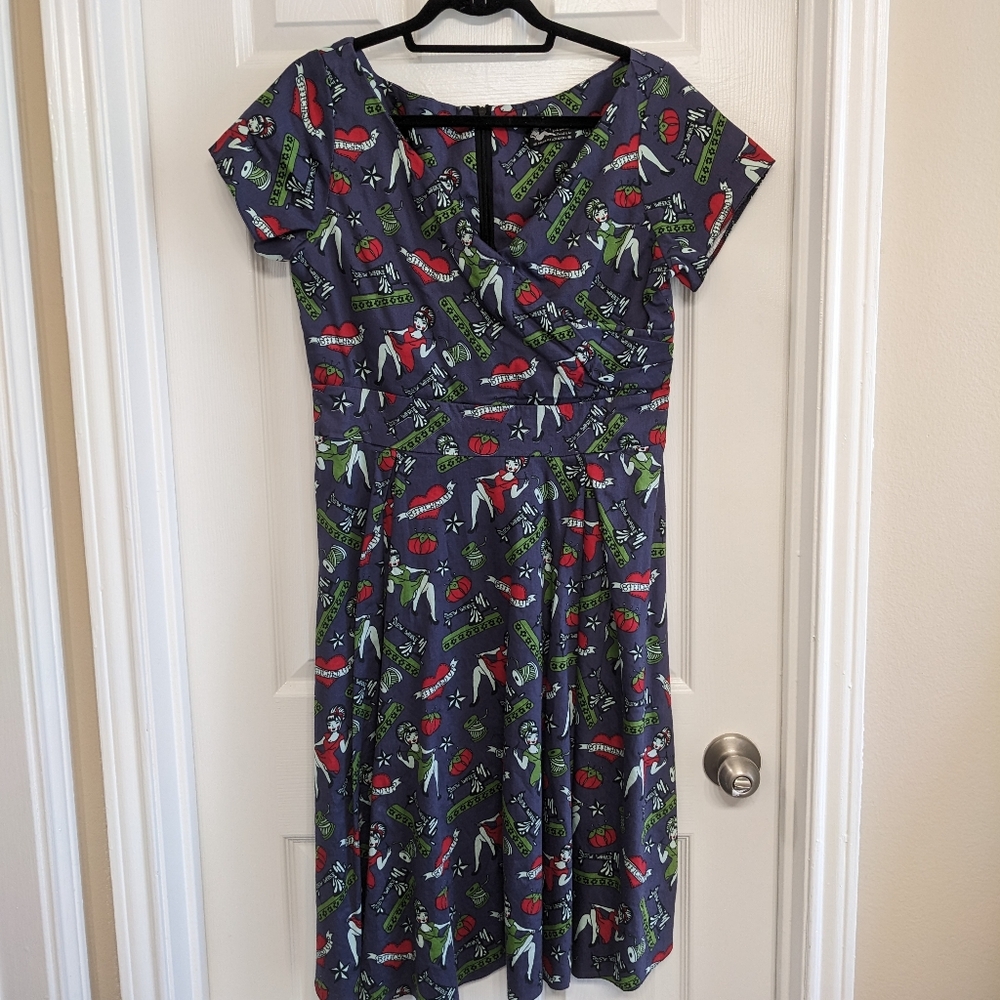 Lady V curvy sewing print retro dress